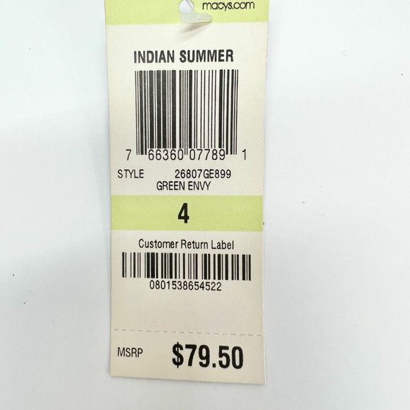 INC Macys Size 4 Green Envy Crinkle Top with Eyelets Off Shoulder - Picture 10 of 11